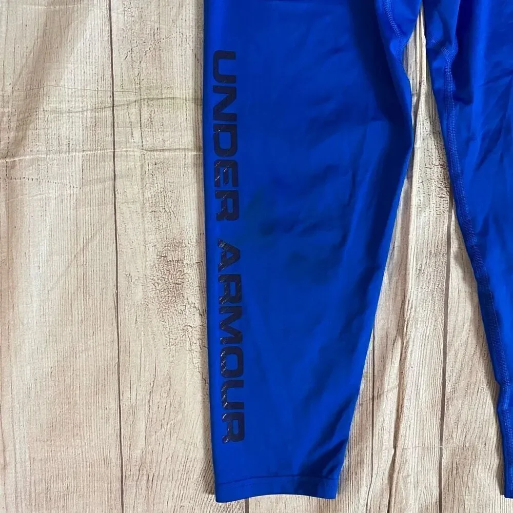 Under Armour boys youth L fitted heatgear athletic leggings blue